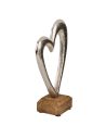 Coeur en Métal sur Socle en Bois / Dimensions : 17 x 11 x 5,5 cm