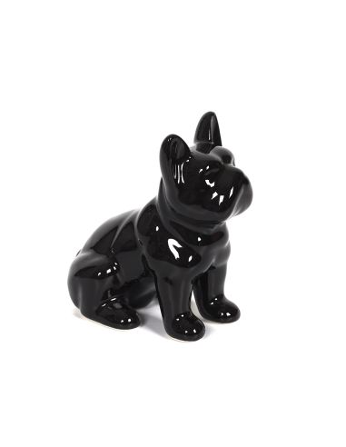 Statue mini Bulldog en Céramique Noire - Hauteur: 9 cm