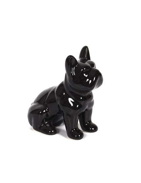 Statue mini Bulldog en Céramique Noire - Hauteur: 9 cm