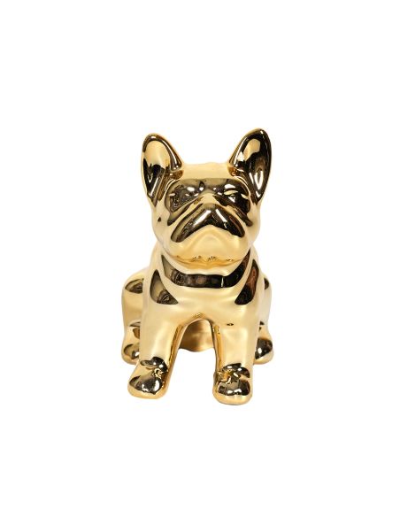 Statue mini Bulldog en Céramique Noire - Hauteur: 9 cm