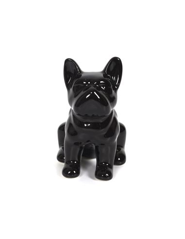 Statue mini Bulldog en Céramique Noire - Hauteur: 9 cm