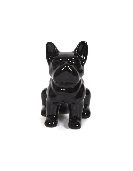 Statue mini Bulldog en Céramique Noire - Hauteur: 9 cm