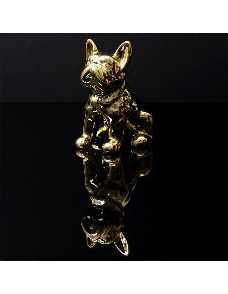 Statue mini Bulldog en Céramique Noire - Hauteur: 9 cm