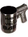 Mug Argenté Poignée Pistolet - Dimensions : 15,5 x 8 X 10,4 cm