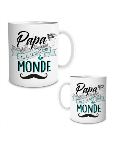 Tasse (Mug) Imprimé "Papa tu es le meilleur du Monde" / Dimension : 11,5 cm x 8 cm x 9,7 cm