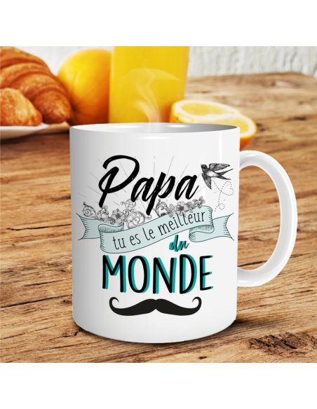 Tasse (Mug) Imprimé "Papa tu es le meilleur du Monde" / Dimension : 11,5 cm x 8 cm x 9,7 cm