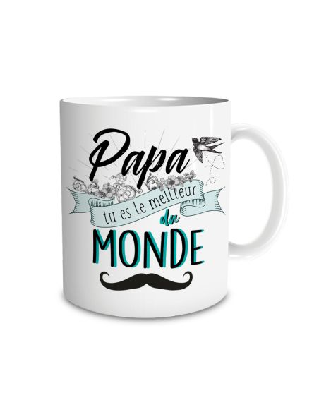Tasse (Mug) Imprimé "Papa tu es le meilleur du Monde" / Dimension : 11,5 cm x 8 cm x 9,7 cm
