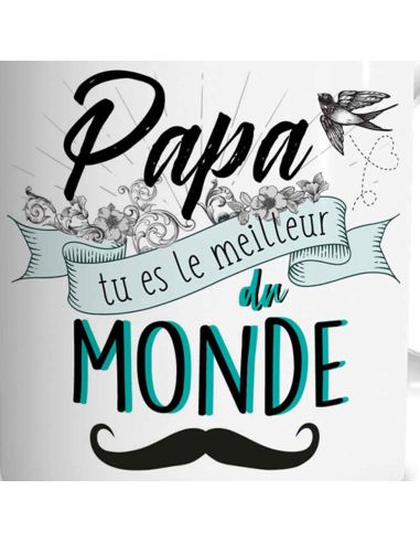 Tasse (Mug) Imprimé "Papa tu es le meilleur du Monde" / Dimension : 11,5 cm x 8 cm x 9,7 cm