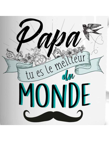 Tasse (Mug) Imprimé "Papa tu es le meilleur du Monde" / Dimension : 11,5 cm x 8 cm x 9,7 cm
