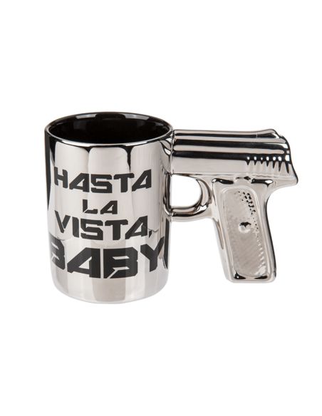 Tasse (Mug) Argentée Poignée Pistolet / Dimensions : 15,5x8x10,4 cm