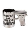 Tasse (Mug) Argentée Poignée Pistolet / Dimensions : 15,5x8x10,4 cm