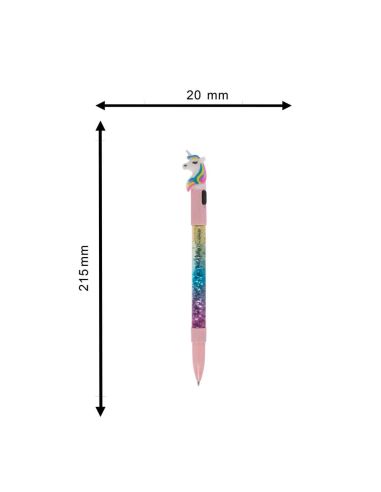 Stylo à Bille Fantaisie Licorne Glitter / Lumineux / Encre Bleue