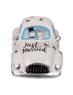 Tirelire Voiture de Mariage en Céramique avec Serrure / Dimensions : 8 x 14,5 x 6,5 cm