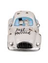 Tirelire Voiture de Mariage avec Serrure Imprimé "Juste Married" en Céramique / Dimensions : 8 x 14,5 x 6,5 cm