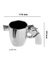 Tasse (Mug) Argentée Poignée Révolver / Dimensions : 17,5 x 8,5 x 10,1 cm