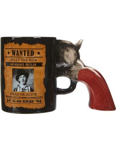Tasse (Mug) Noire Poignée Révolver Billy The Kid / Dimension : 18,5 x 9 x 11,5 cm