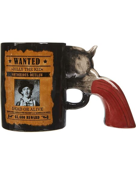 Tasse (Mug) Noire Poignée Révolver Billy The Kid / Dimension : 18,5 x 9 x 11,5 cm