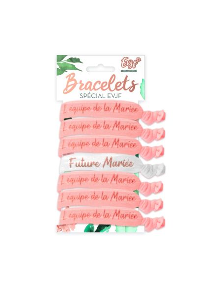 Lot Bracelets pour EVJF - 6 roses et 1 Blanc - Taille Unique