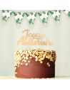 Top Gâteau "Joyeux Anniversaire" Doré - Dimension : 17 x 13 cm