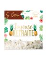 Top Gâteau "Joyeuse Retraite" - Motifs Tropicaux - Dimension : 17 x13 cm