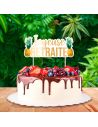 Top Gâteau "Joyeuse Retraite" - Motifs Tropicaux - Dimension : 17 x13 cm