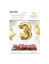 Accessoire Fêtes / Ballon Doré Décoration Gâteau Chiffre 3 / Dimension : 15 x 10 cm