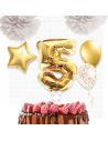 Accessoire Fêtes / Ballon Doré Décoration Gâteau Chiffre 5 / Dimension : 15 x 10 cm
