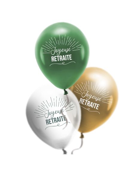Sachet de 8 Ballons "Joyeuse Retraite" Tropical - Dimensions : 30 x 30 cm