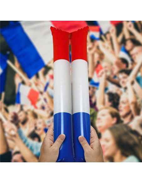Lot de 2 Bâtonnets Clap Clap Bleu, Blanc, Rouge - Dimensions : 60 x 10 cm