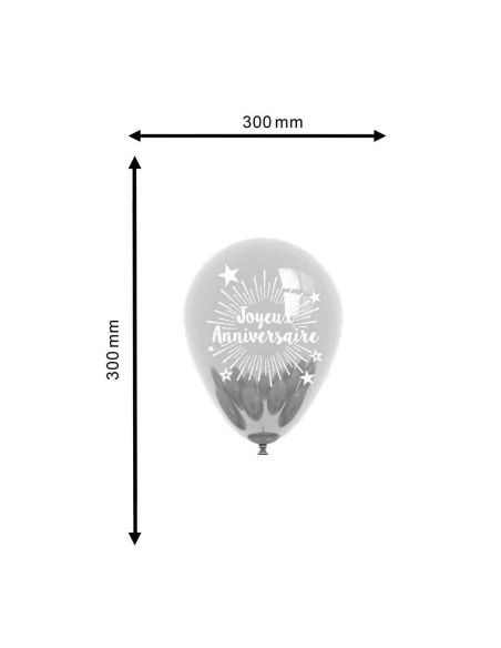 Pack de 6 Ballons "Joyeux Anniversaire" Argenté / Dimensions : 30 x 30 cm