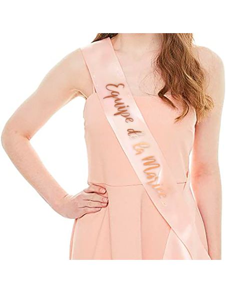 Écharpe "Mother Of The Groom" - Satin Rose Et Doré, 156 Cm, Pour Mariage, EVJF, Enterrement De Vie De Jeune Fille