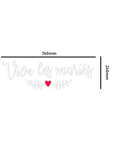 Sticker de Vitre Voiture "Vive les mariés" - Dimensions  74 x 24 cm