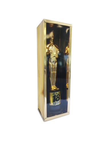 Trophée De Star 18 Ans Noir et Doré - Dimensions : 23 x 6 cm