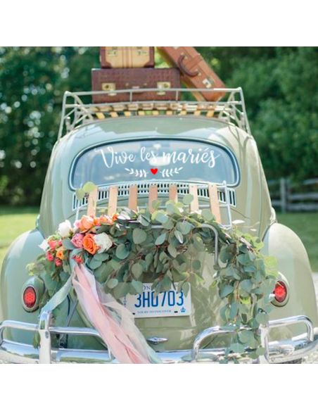 Sticker de Vitre Voiture "Vive les mariés" - Dimensions  74 x 24 cm