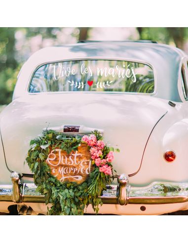 Sticker de Vitre Voiture "Vive les mariés" - Dimensions  74 x 24 cm