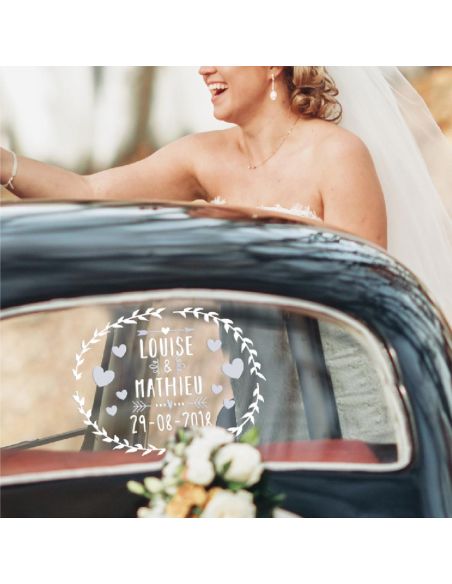 Kit de Stickers de Vitre Voiture Prénoms Mariés