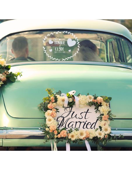 Kit de Stickers de Vitre Voiture Prénoms Mariés