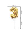 Accessoire Fêtes / Ballon Doré Décoration Gâteau Chiffre 3 / Dimension : 15 x 10 cm