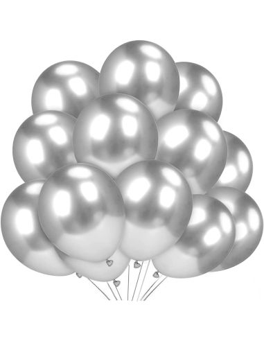 Sachet de 25 Ballons Argentés - Dimensions : 30 x 30 cm