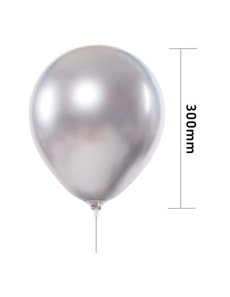 Sachet de 25 Ballons Argentés - Dimensions : 30 x 30 cm