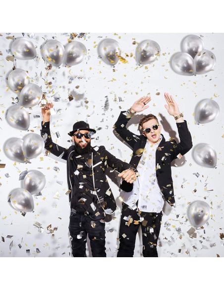 Sachet de 25 Ballons Argentés - Dimensions : 30 x 30 cm