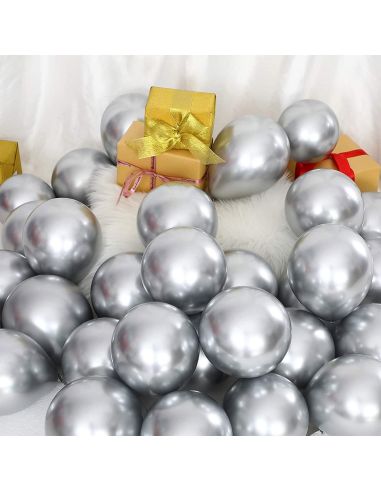 Sachet de 25 Ballons Argentés - Dimensions : 30 x 30 cm