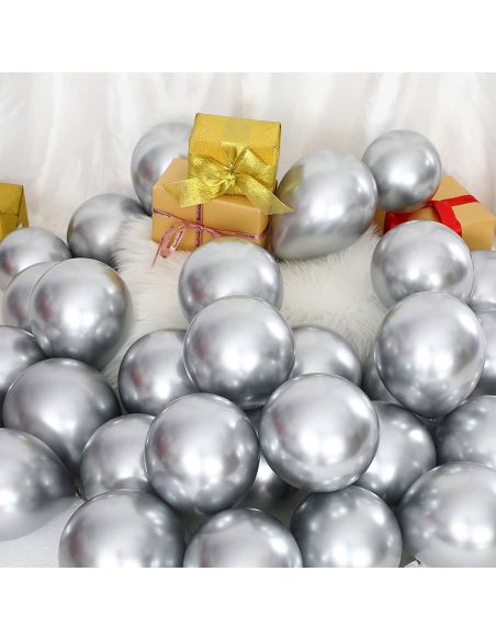 Sachet de 25 Ballons Argentés - Dimensions : 30 x 30 cm