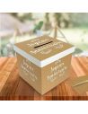 Urne "Joyeux Anniversaire" Couleur Kraft et Blanc - Dimensions : 20 x 20 x 20 cm