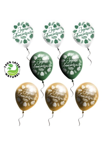 Sachet de 8 Ballons "Joyeux Anniversaire" / Dimensions : 30 x 30 cm
