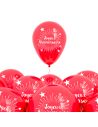 Pack de 6 Ballons "Joyeux Anniversaire" Rouge / Dimensions : 30 x 30 cm