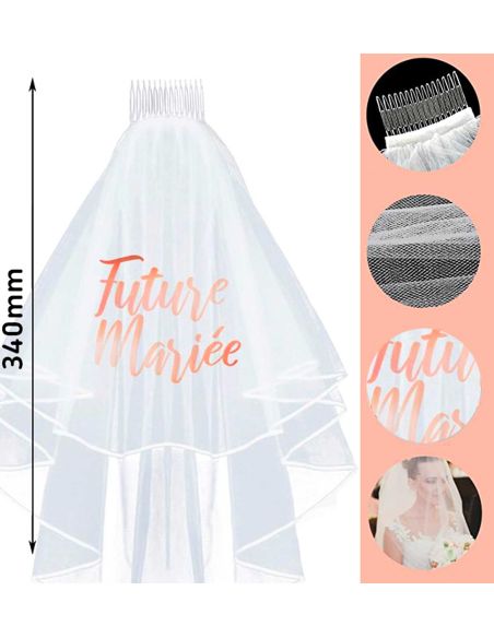 Voile pour "EVJF" Enterrement de Vie de Jeune Fille "Future Mariée" - Dimensions : 20 x 34 cm