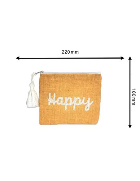 Sac Pochette en Jute avec Motif en Sequin - Dimensions : 22 x 18 cm