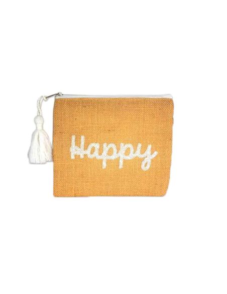 Sac Pochette en Jute avec Motif en Sequin - Dimensions : 22 x 18 cm