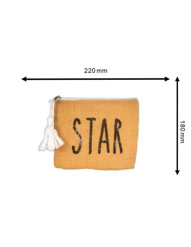 Sac Pochette en Jute avec Motif en Sequin - Dimensions : 22 x 18 cm